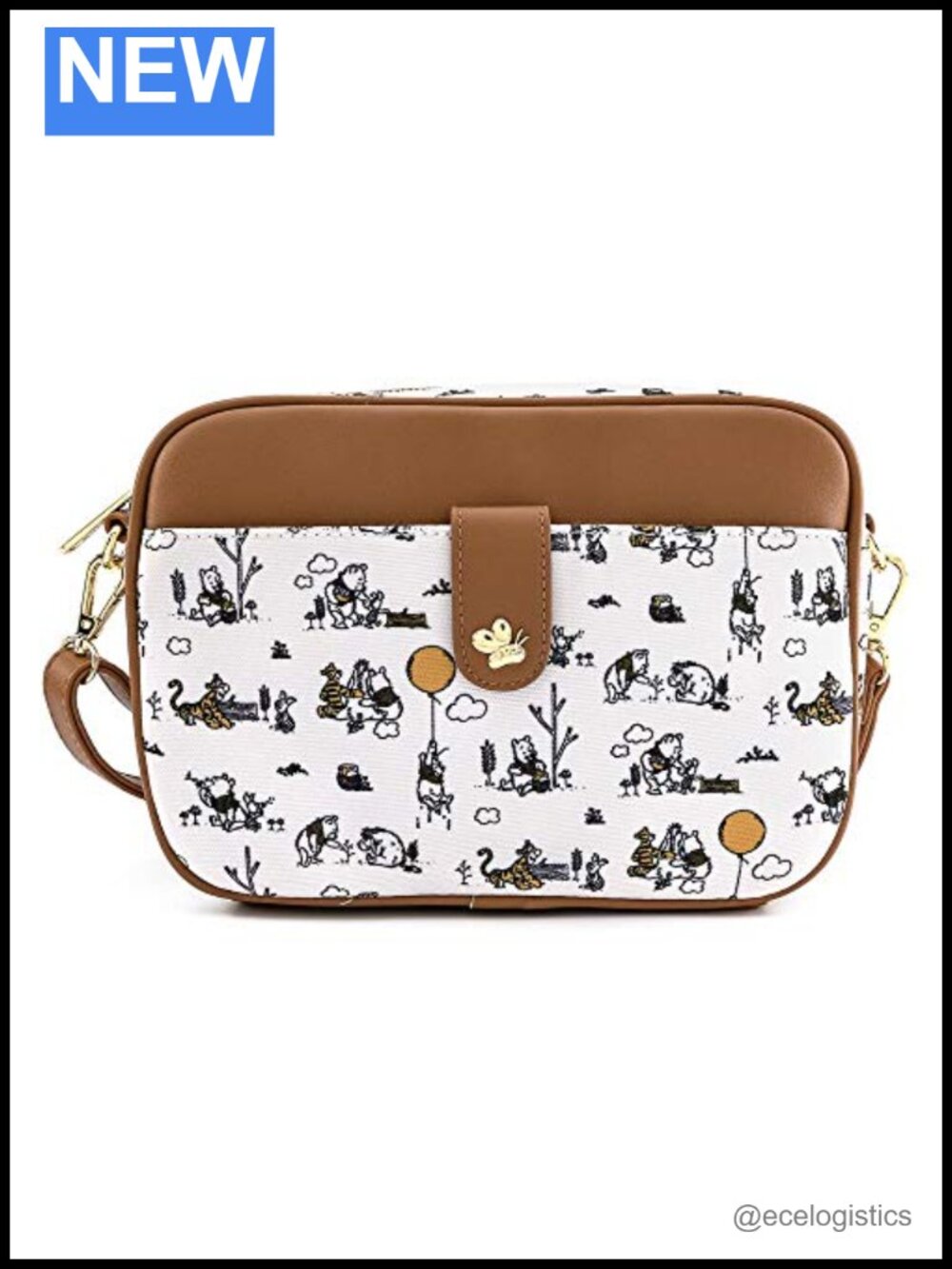 Loungefly Disney Winnie The Pooh Line Drawing Canvas Crossbody Bag
